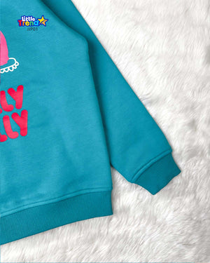 Teal blue jolly jelly cake print hoodie for girls and boys.