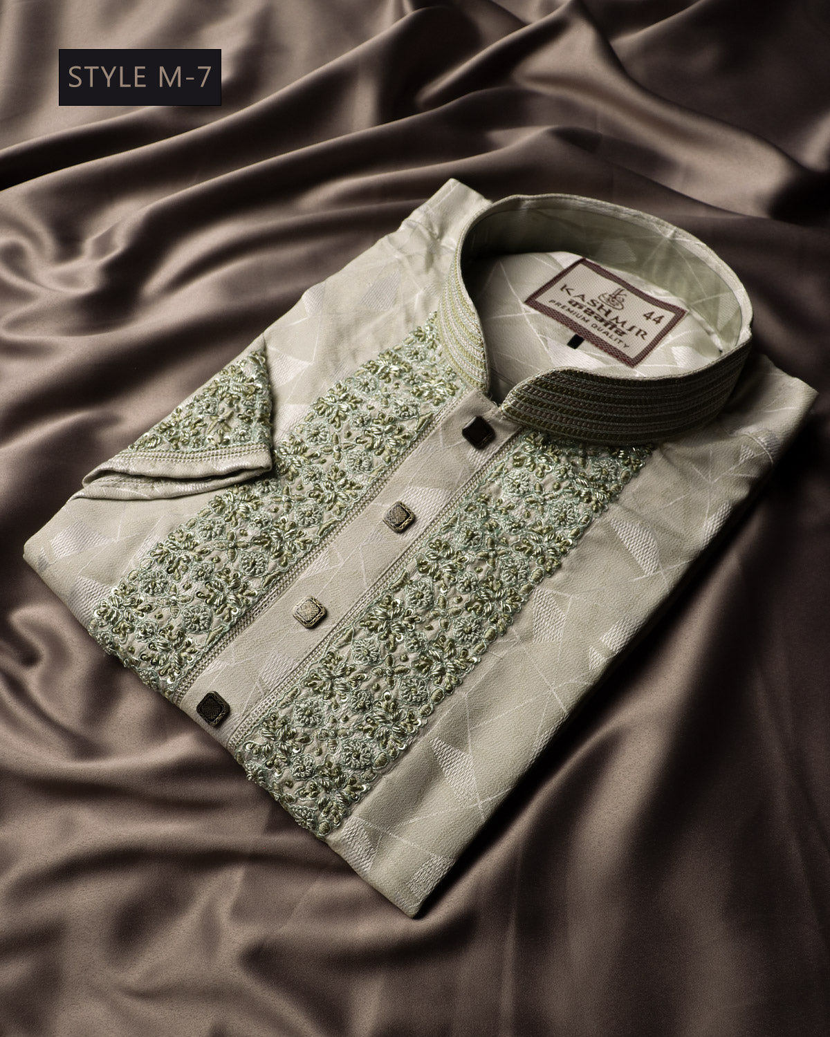 Mens Premium Pastel Green Embroidered Panjabi - Style M-7