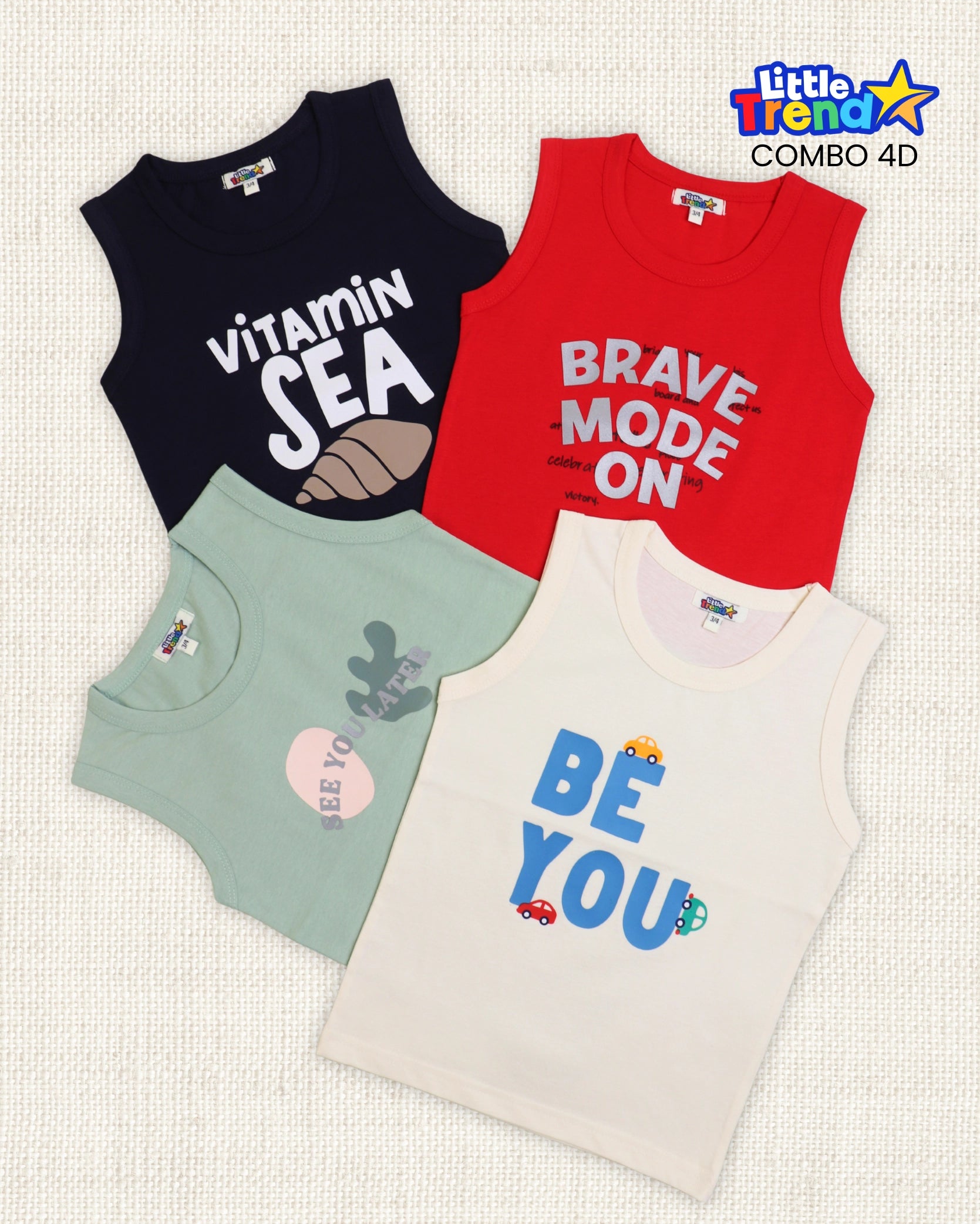4Pcs Sleeveless T-shirt Combo 4D