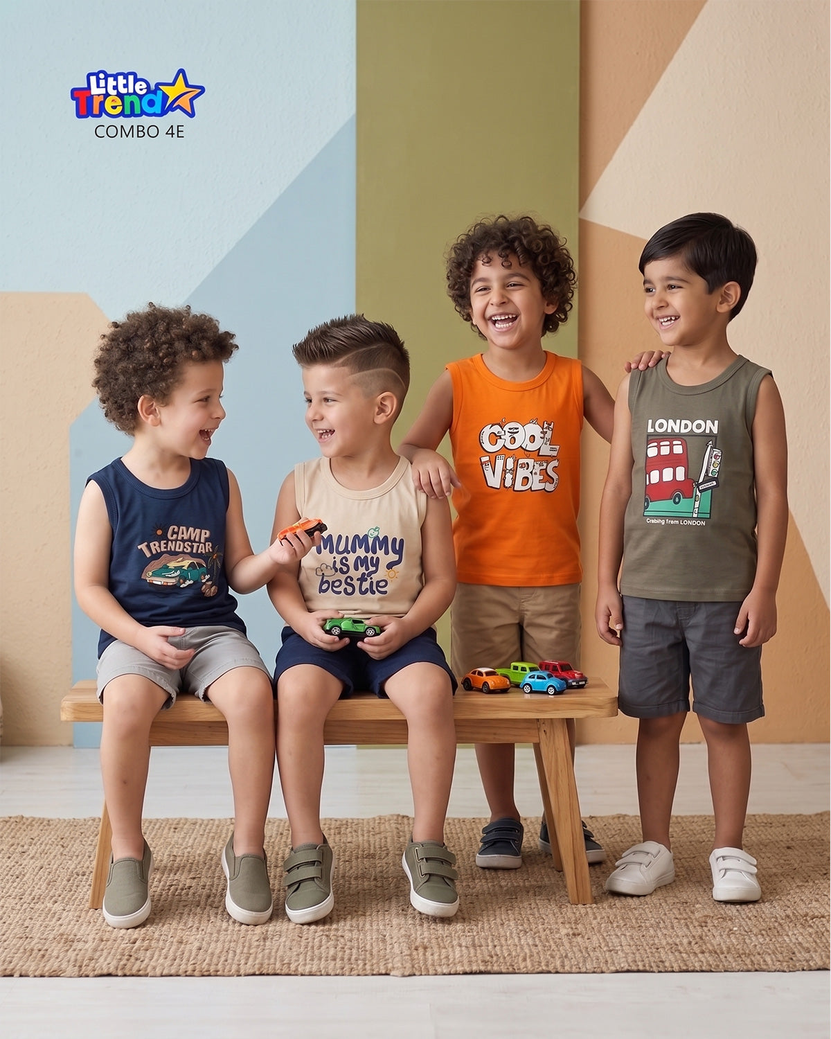 4Pcs Sleeveless T-shirt Combo 4E