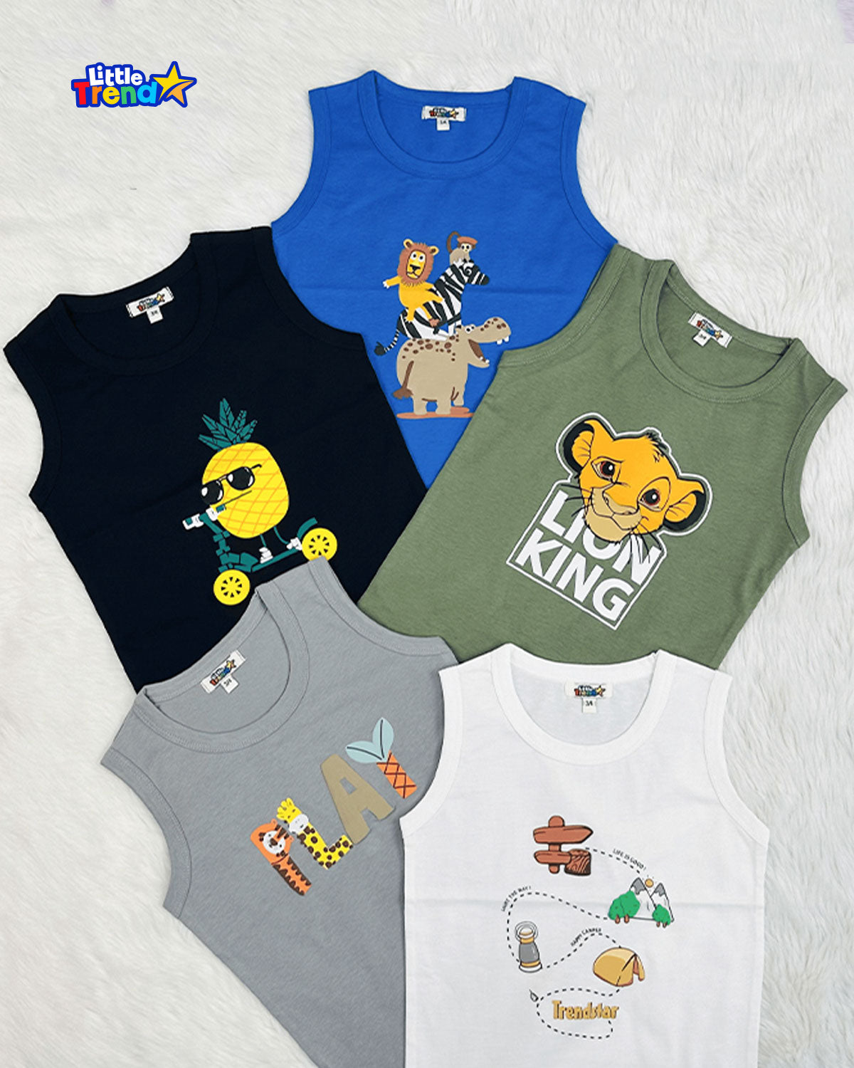 5Pcs Sleveless T-shirt Combo 5E