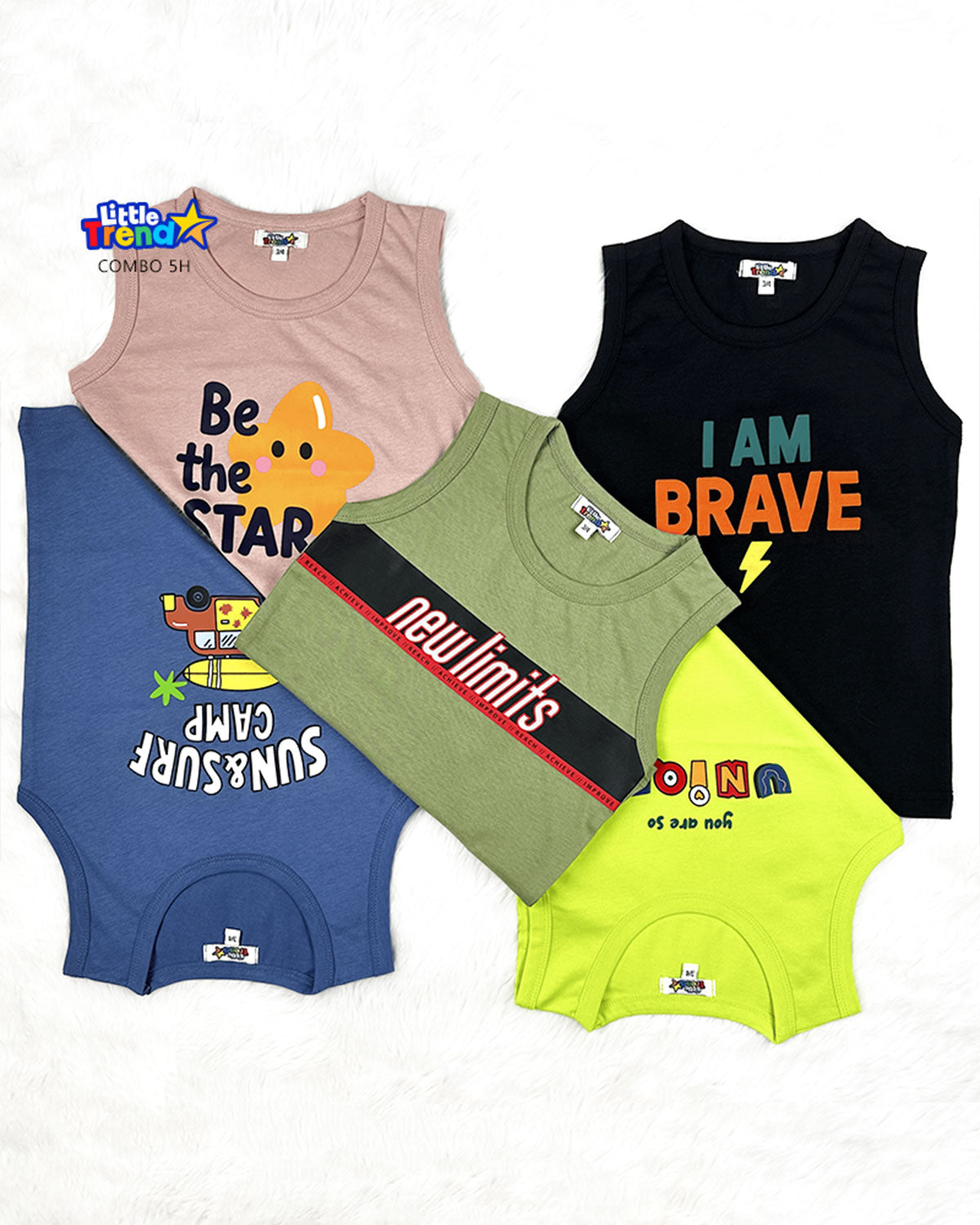 5Pcs Sleveless T-shirt Combo 5H