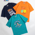 3'pcs Boys Drop Shoulder Printed T-Shirt BDT05