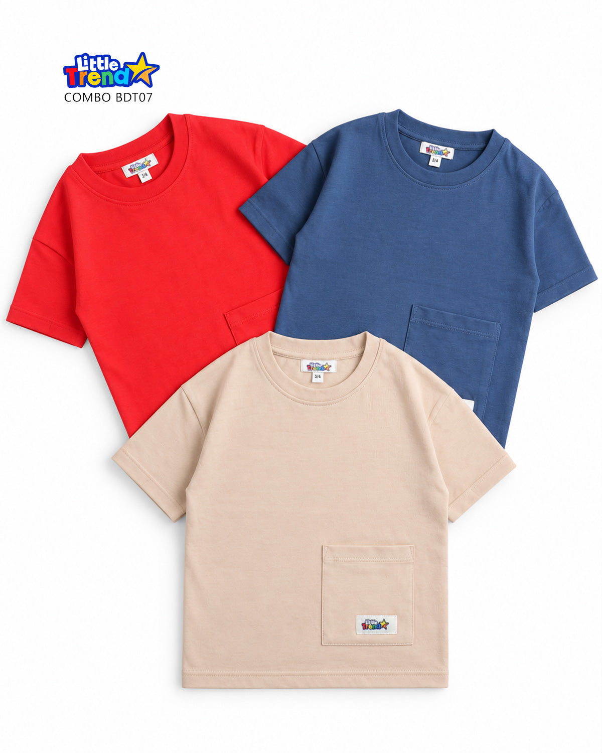 3'pcs Boys Drop Shoulder T-Shirt Combo BDT07