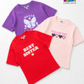 3'pcs Girls Drop Shoulder Printed T-Shirt Combo GDT06
