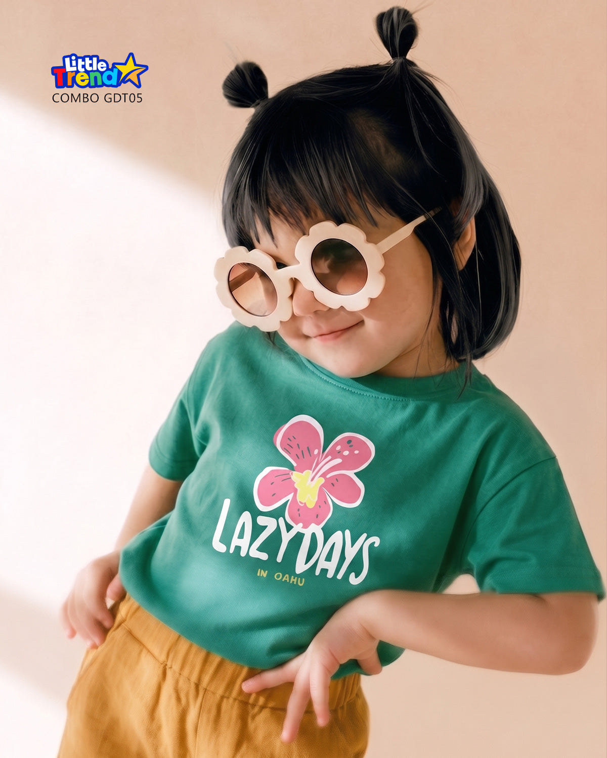 3'pcs Girls Drop Shoulder Printed T-Shirt Combo GDT05
