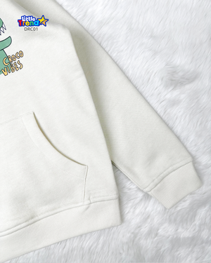 White crocodile print hoodie for kids mid winter collection.