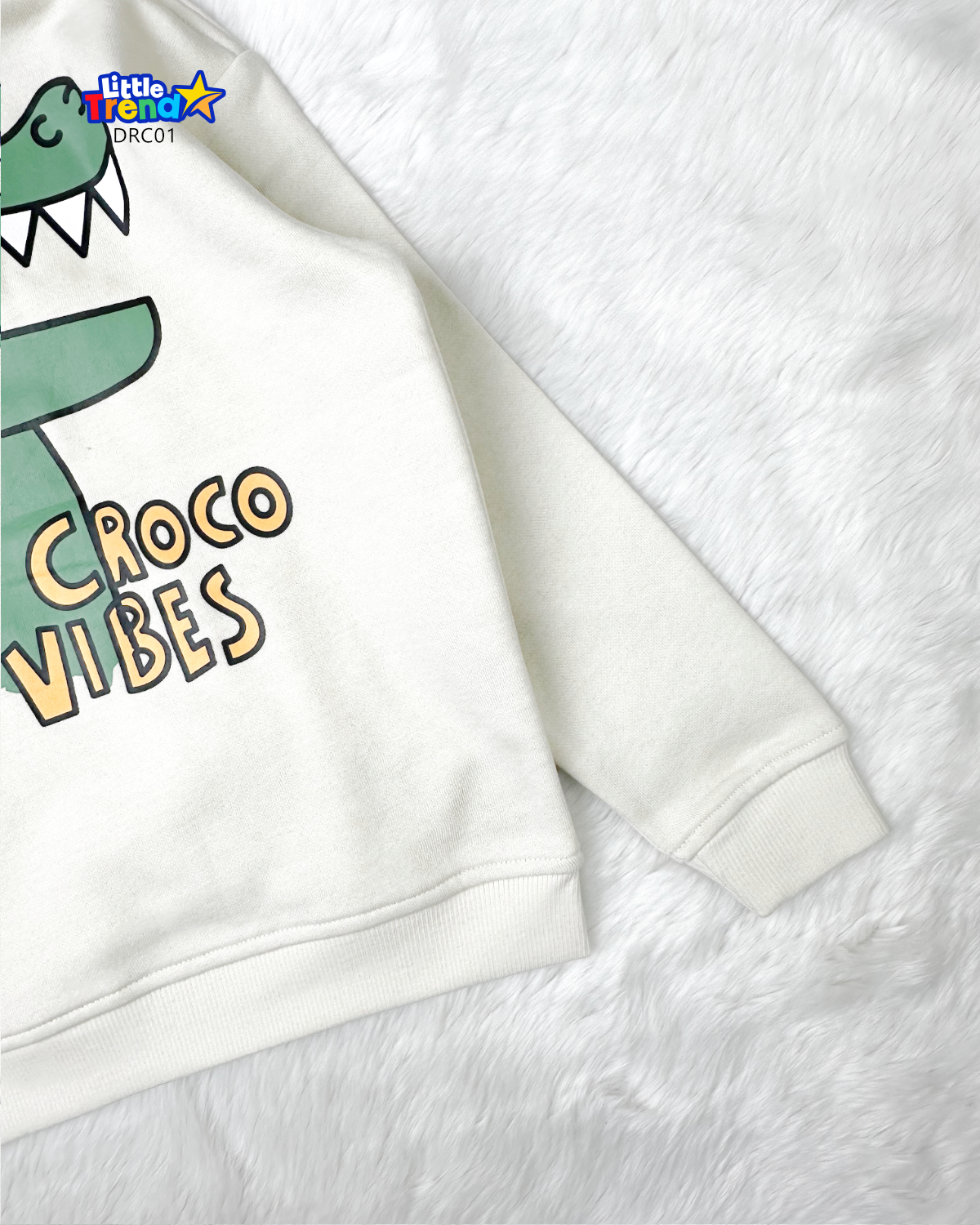 White crocodile print hoodie for kids mid winter collection.