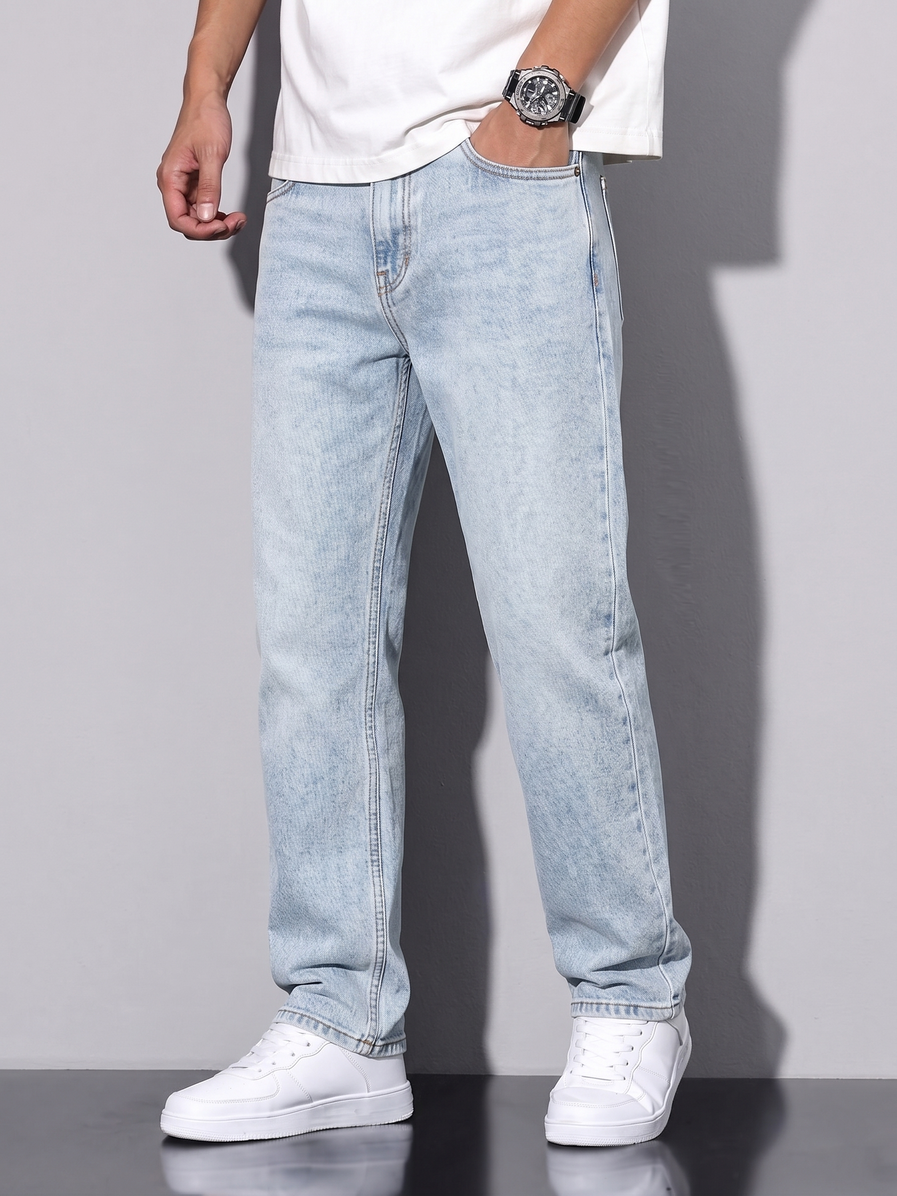 Premium Light Blue Stretch Denim Pant for Men