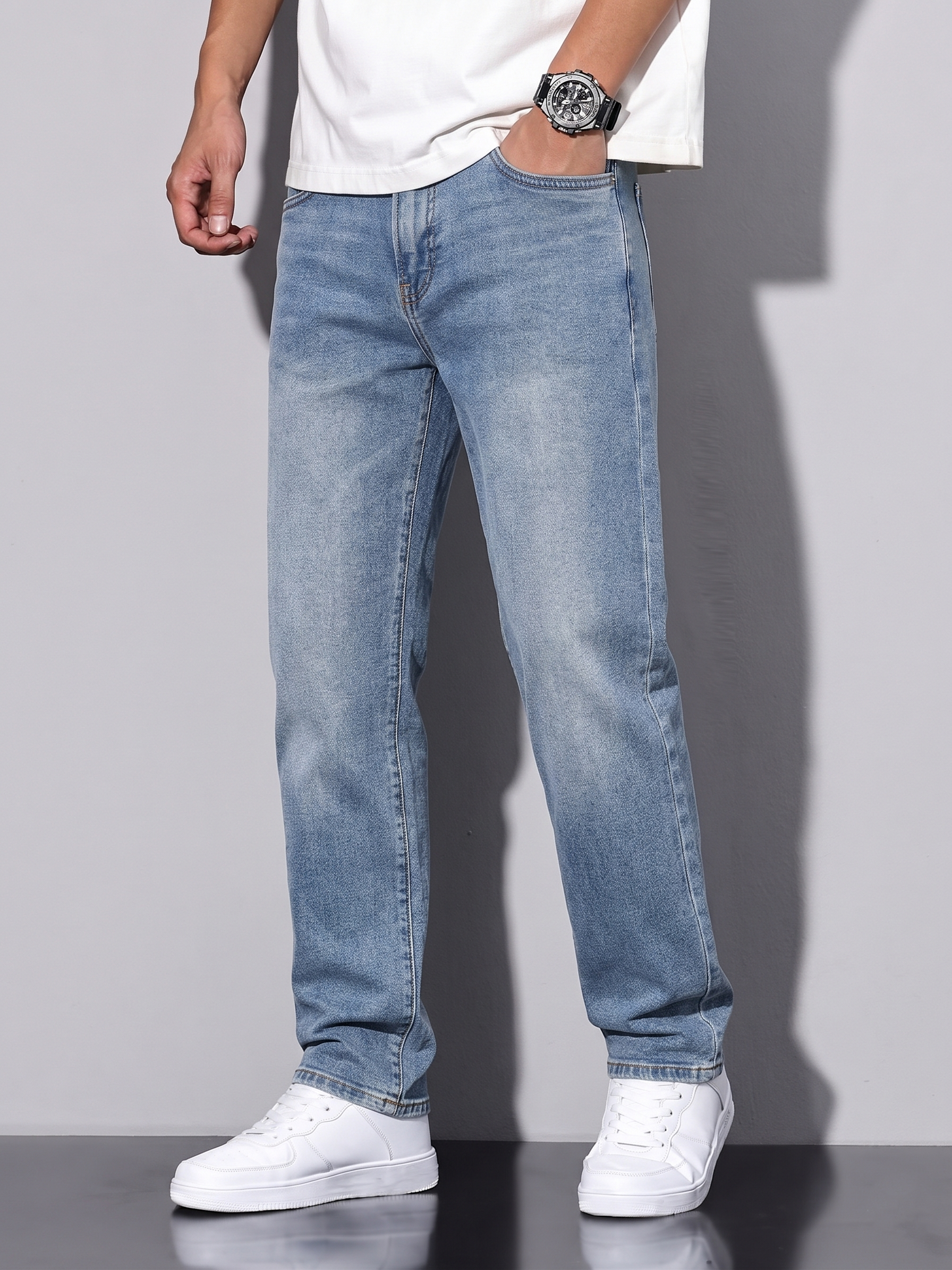 Premium Medium Blue Stretch Denim Pant for Men