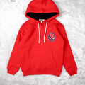 Red spider man hoodie for kids with zipper front and kangaroo pocket by Little Trendstar.