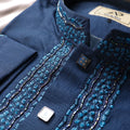 Mens Premium Royal Blue Embroidered Panjabi - Style M-10