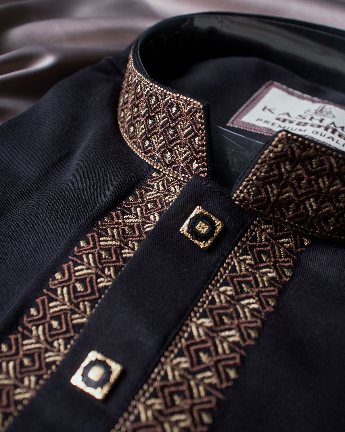 Mens Premium Dark Navy Embroidered Panjabi - Style M-1