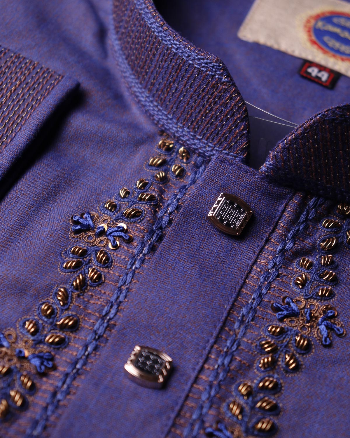 Mens Premium Royal Blue Embroidered Panjabi - Style M-8