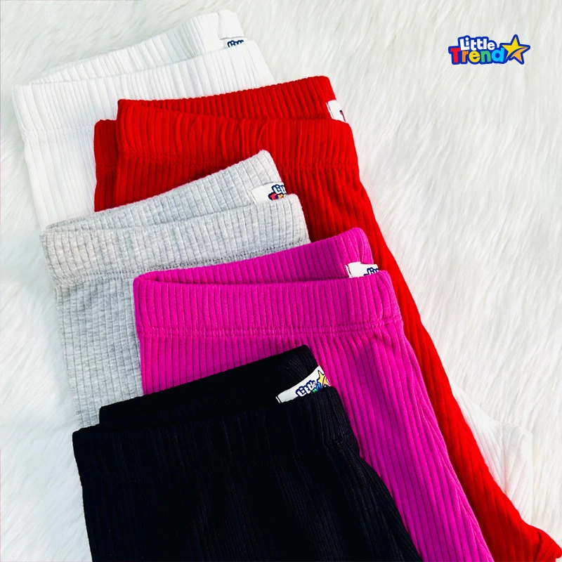 5'Pcs Solid Ribbed Cotton Trouser: Gleam Colors 5T-BPGWR