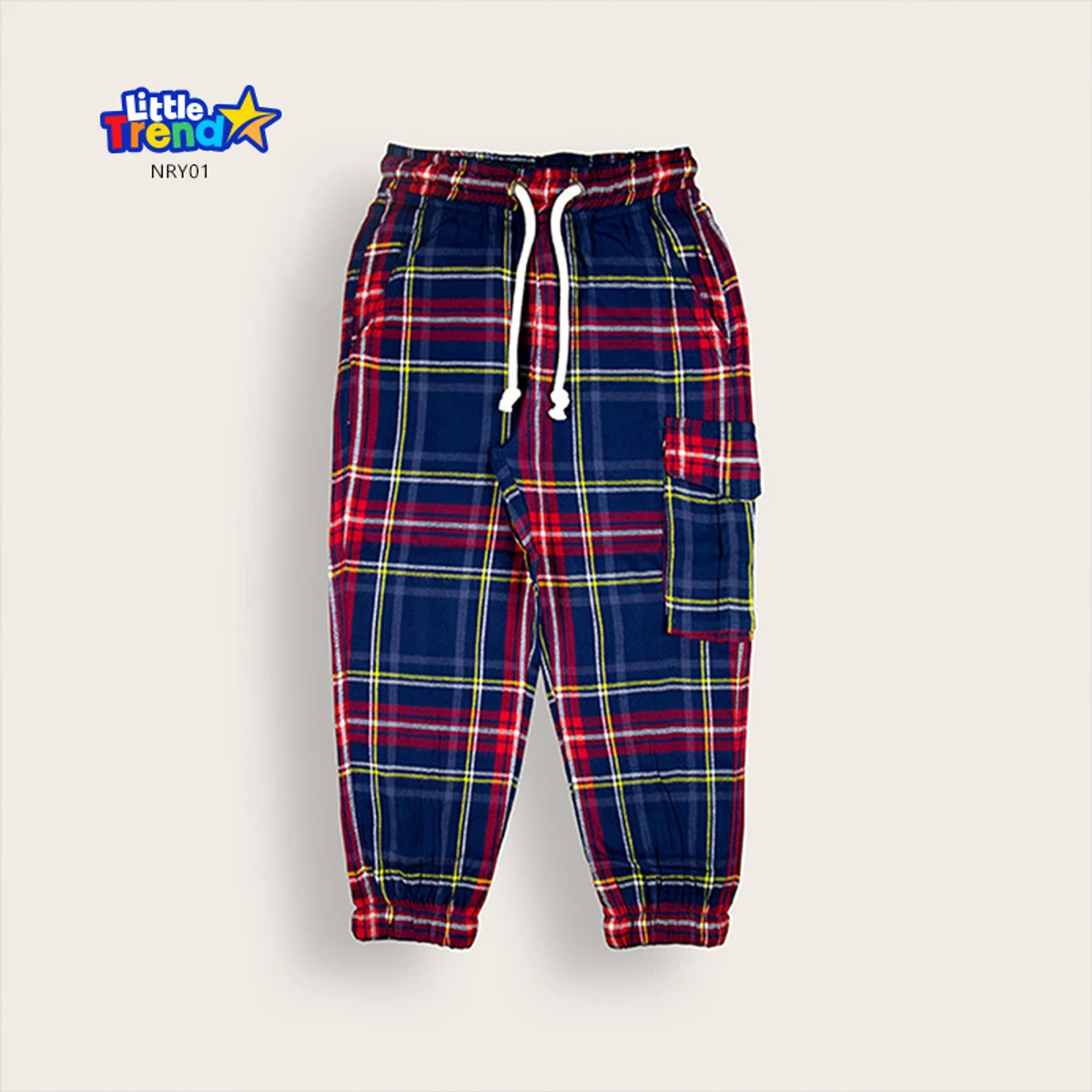 Little Trendstar Soft Flannel Check Joggers NRY01