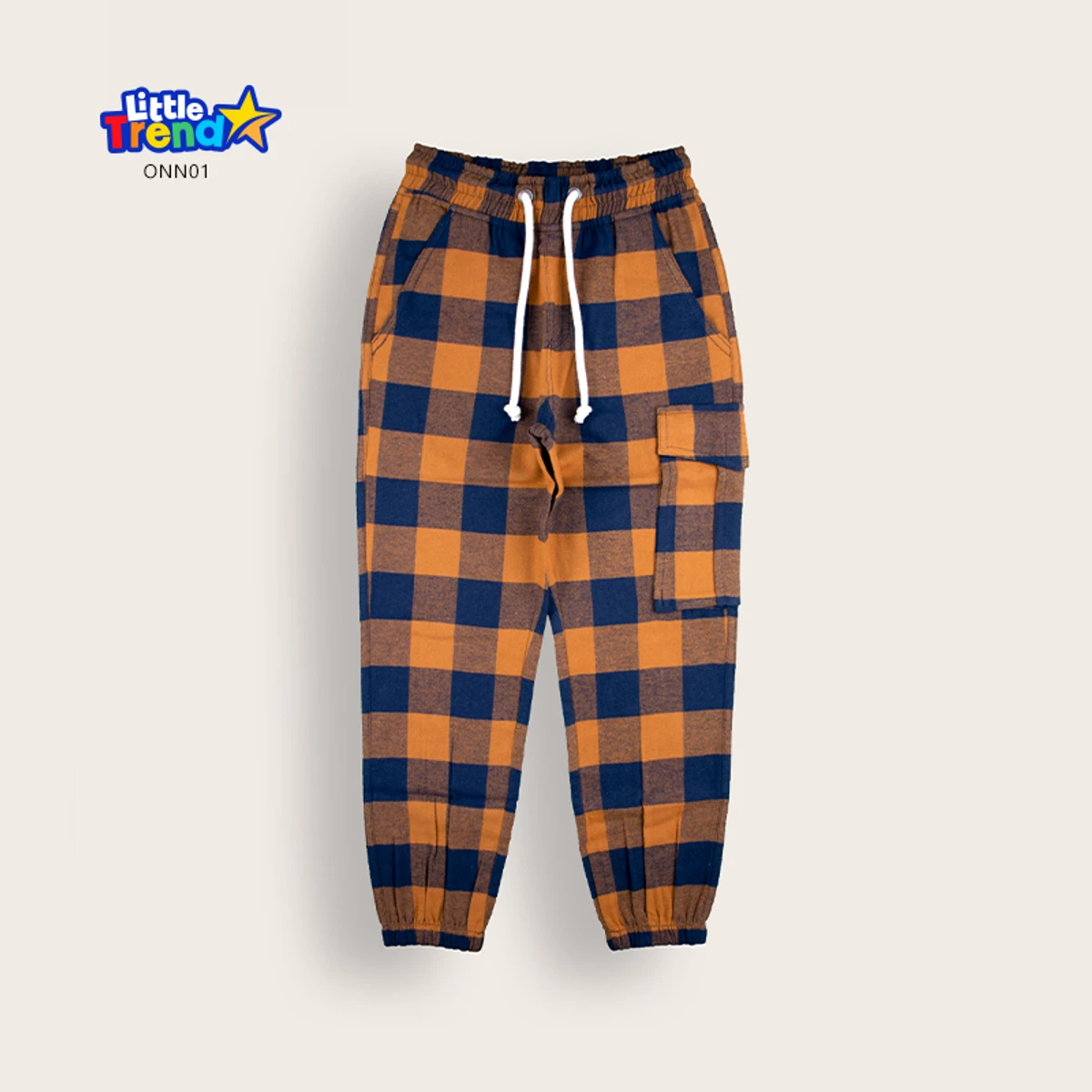 Little Trendstar Soft Flannel Check Joggers ONN01