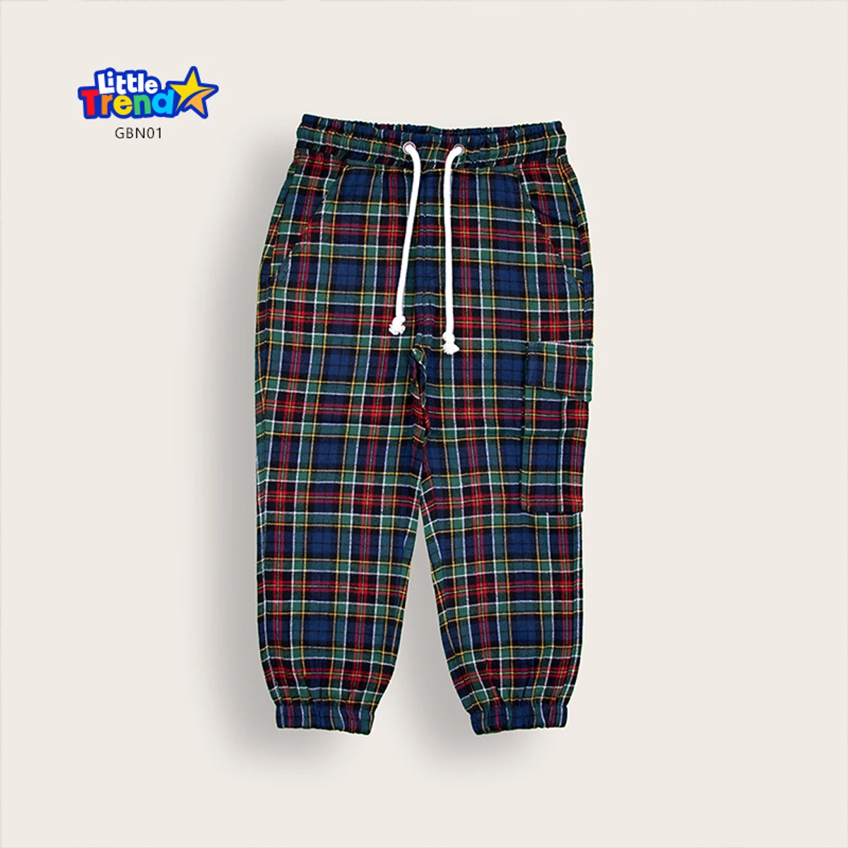 Little Trendstar Soft Flannel Check Joggers GBN01