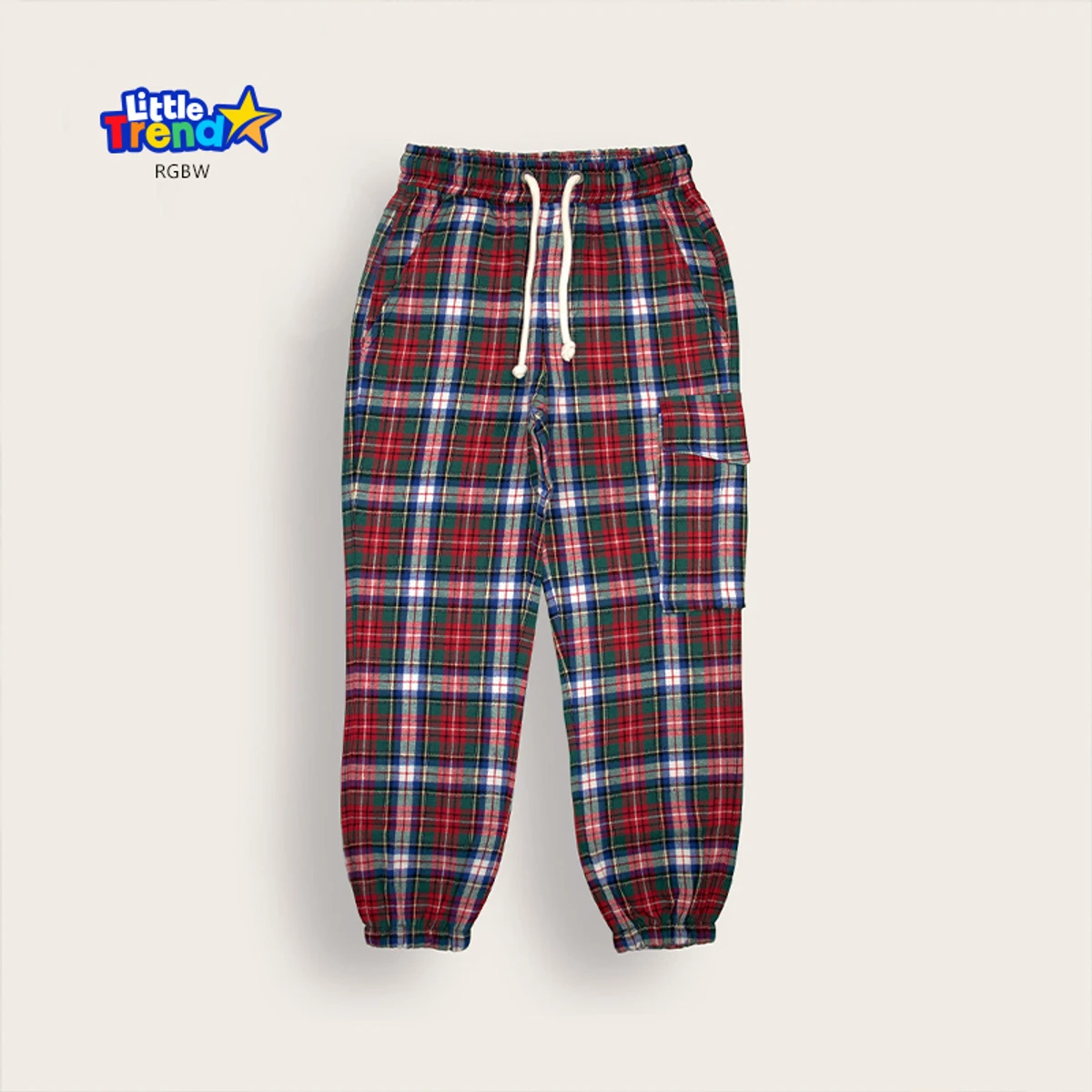 Little Trendstar Soft Flannel Check Joggers RGBW