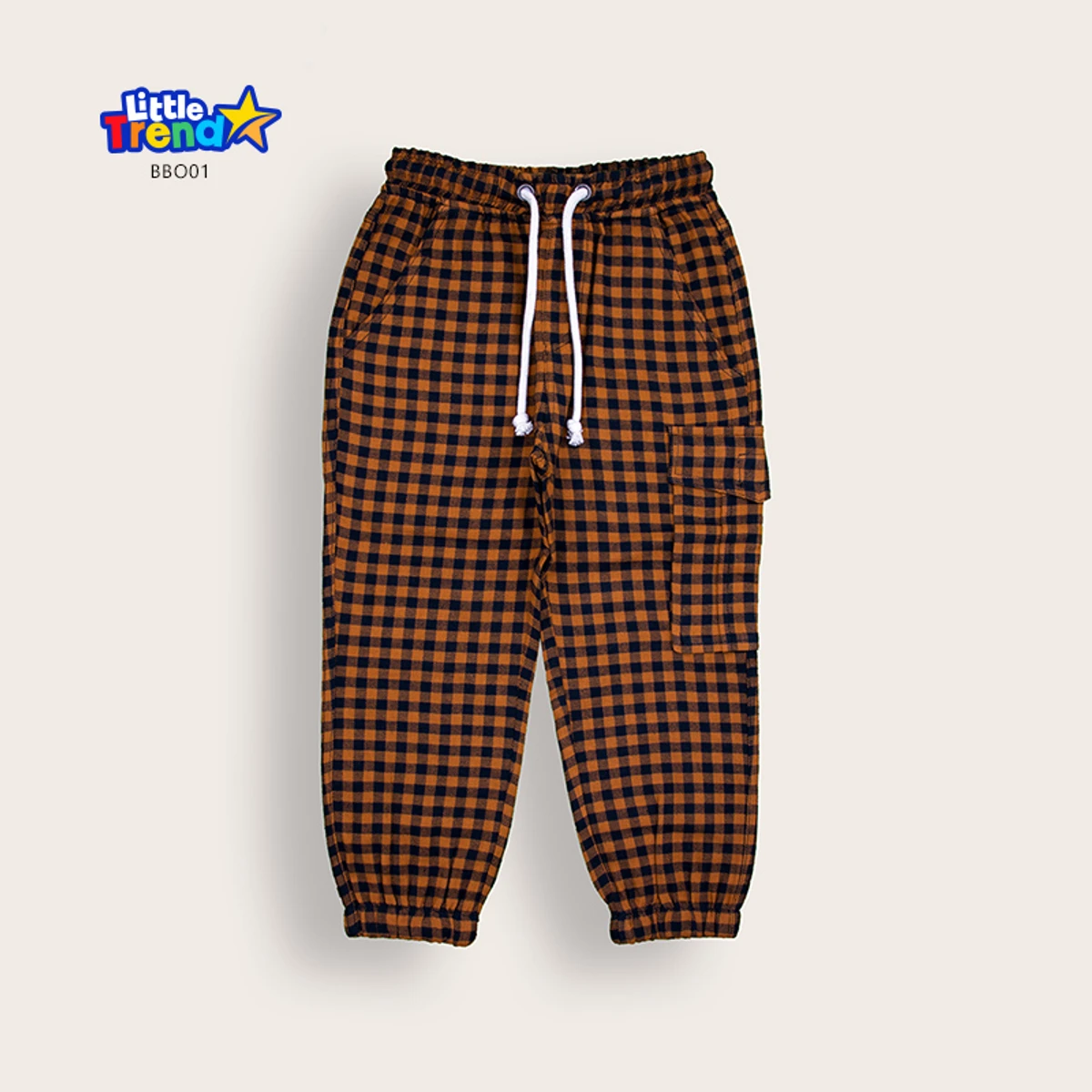 Little Trendstar Soft Flannel Check Joggers BBO01